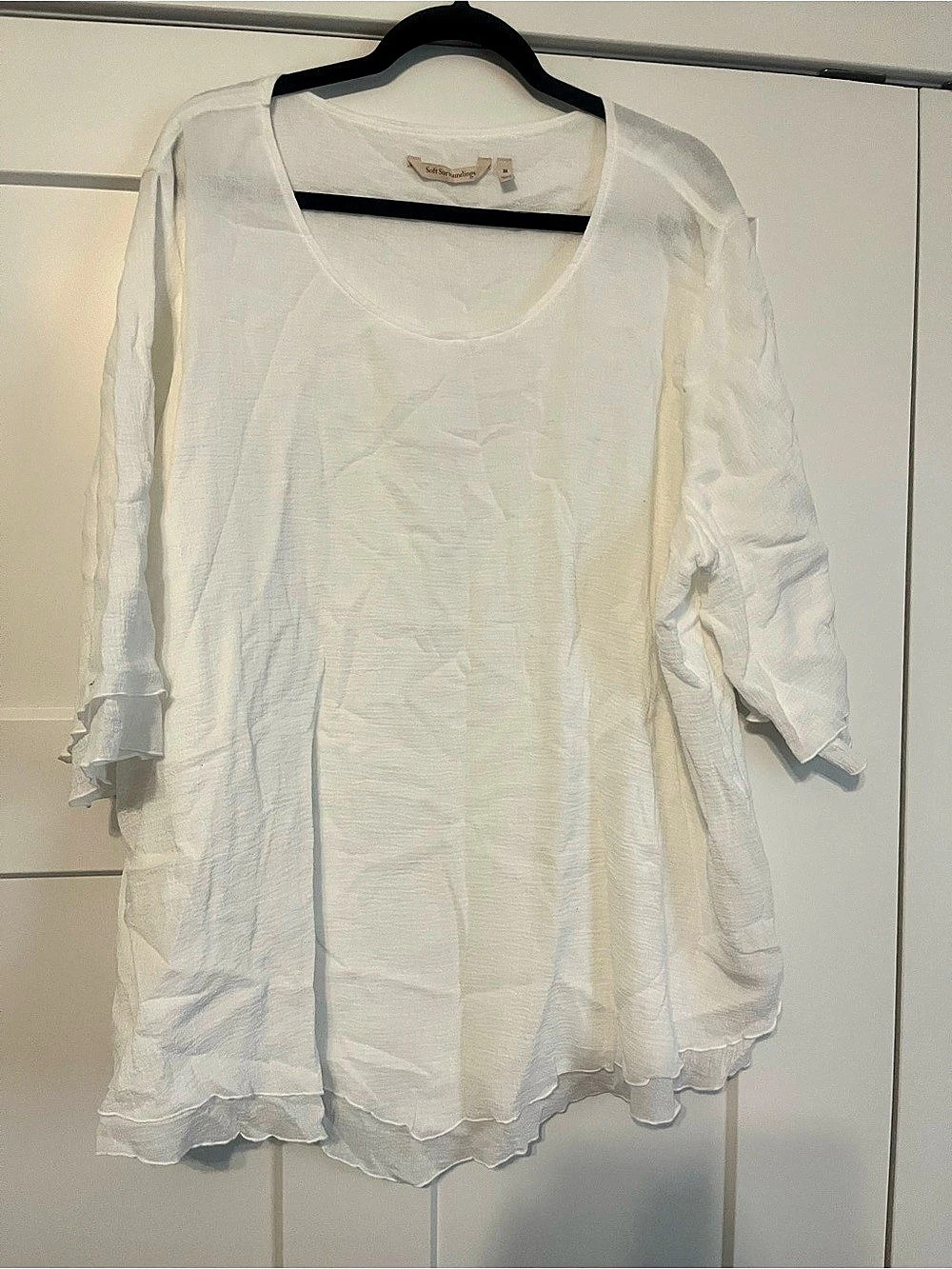 Soft Surroundings White Scalloped Tunic Size 3X Like New